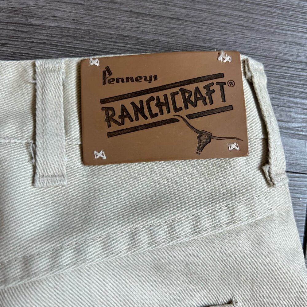 AS IS Vtg 70s Penney’s Ranchcraft Western Jeans Khaki Straight Leg Pants 35X28 - Picture 6 of 10